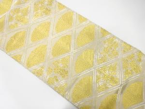 菱に菊・若松模様織り出し　全通袋帯